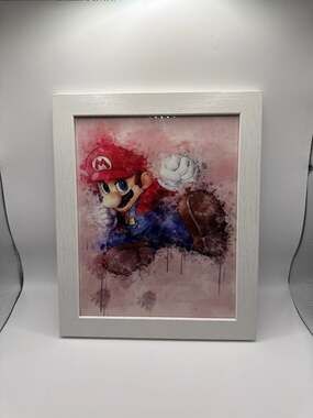 Nintendo Super Mario Watercolor Splatter Framed Wall Art